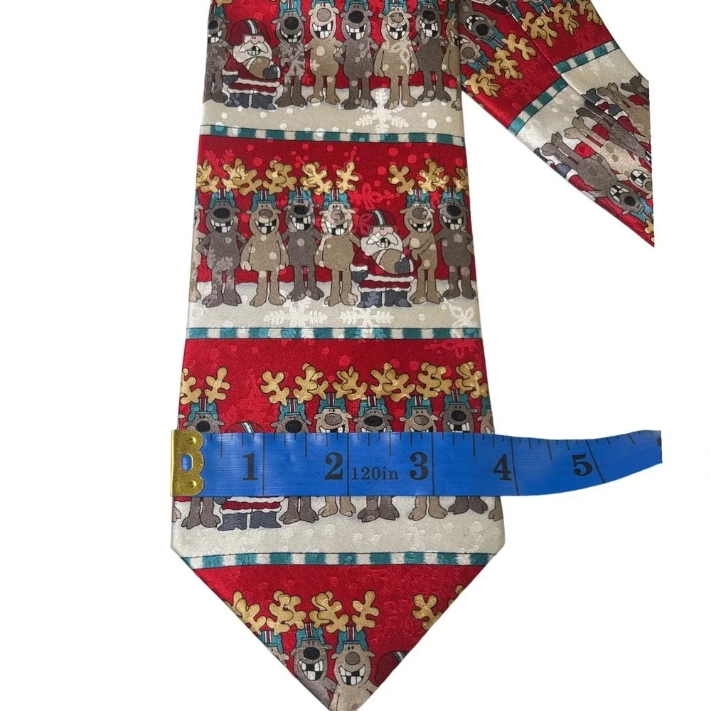 Christmas Football Santa Reindeer Silk Necktie Cartoon‎ Print American Greetings